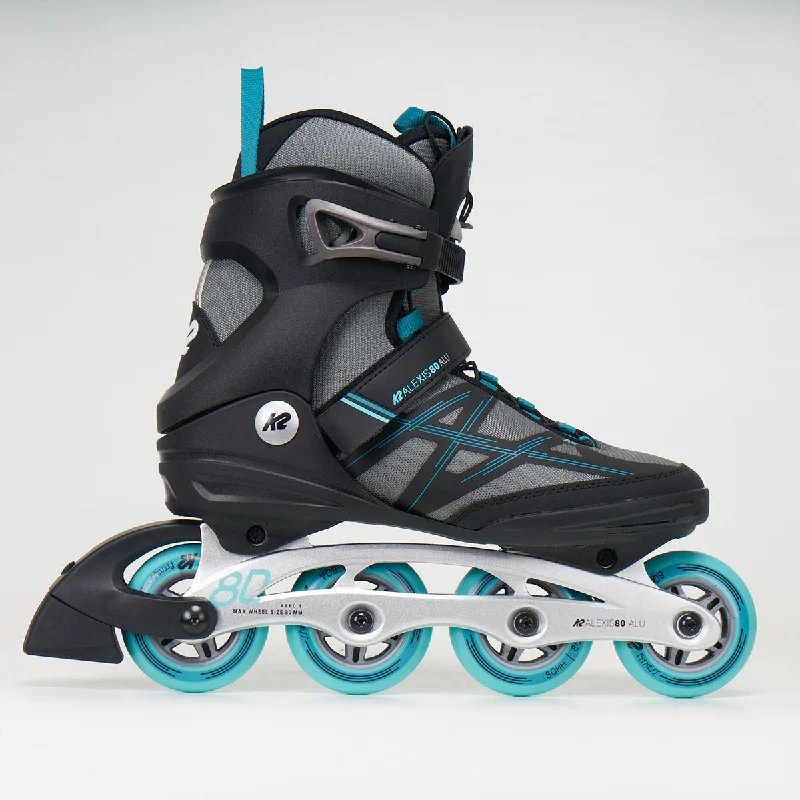 K2 Alexis 80 ALU Woman's Inline Skates - Grey / Cyan