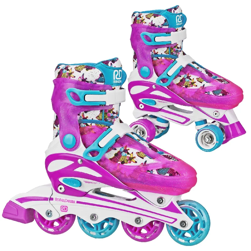 RDS Sprinter Girl's 2-in-1 Quad Skates - Zebra