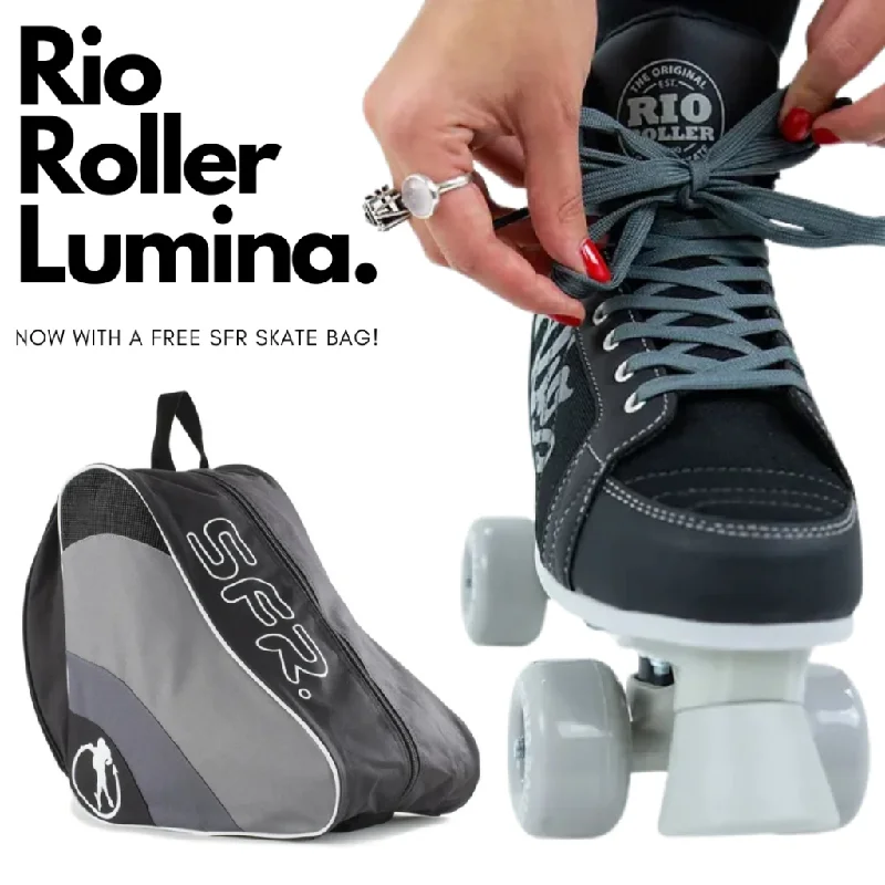 Rio Roller Lumina Roller Skates Black Grey + FREE SFR SKATE BAG