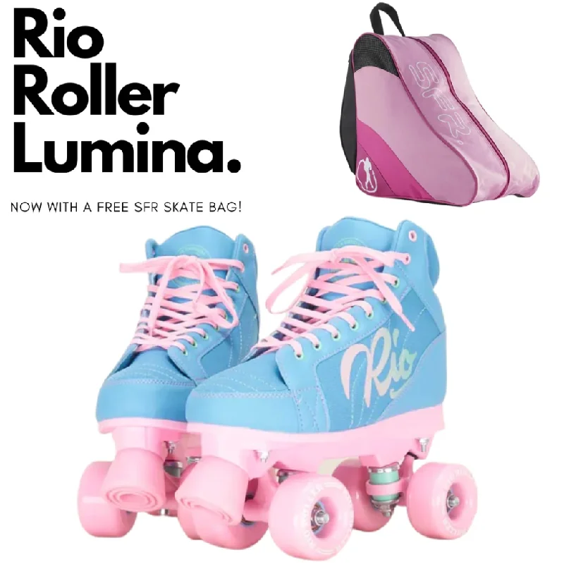 Rio Roller Lumina Roller Skates Blue Pink + FREE SFR SKATE BAG