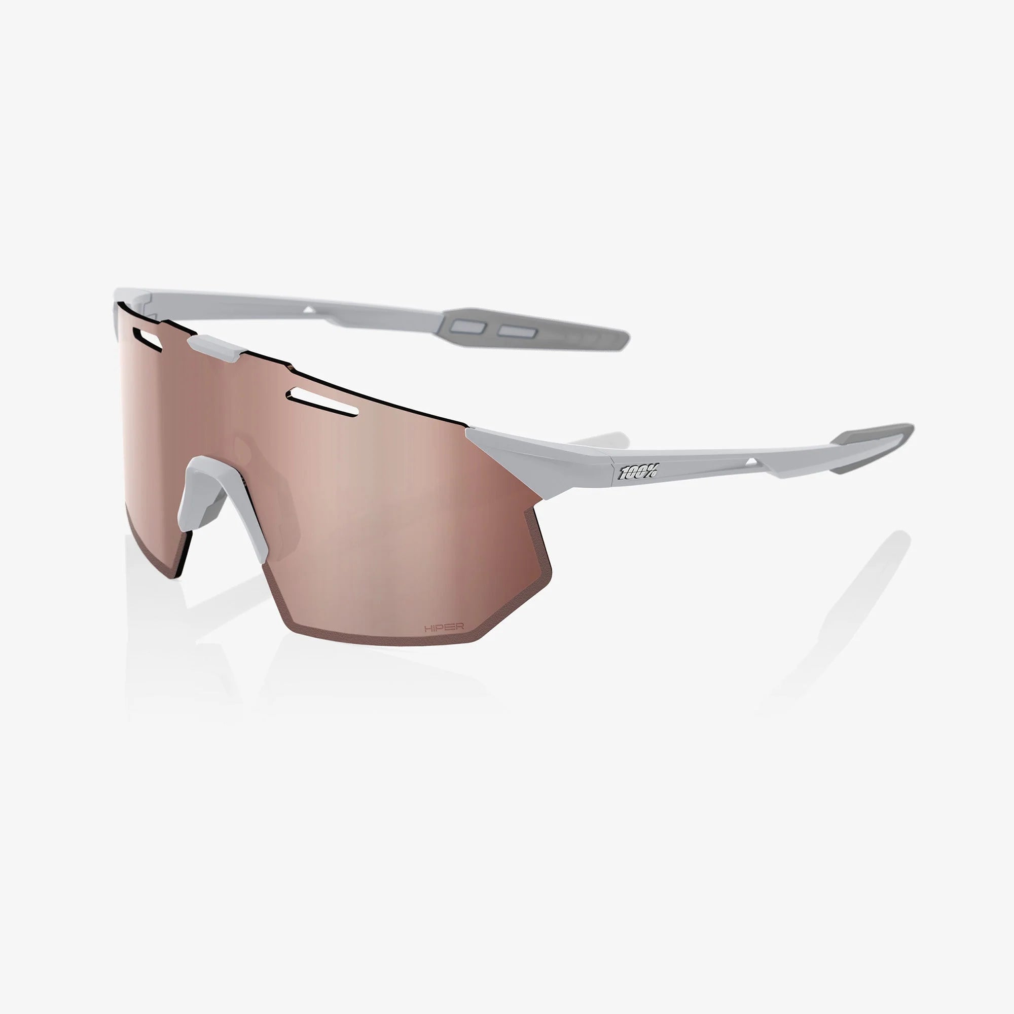 100% Hypercraft SQ Matte Stone Grey Sunglasses, HiPER Crimson Silver Lens