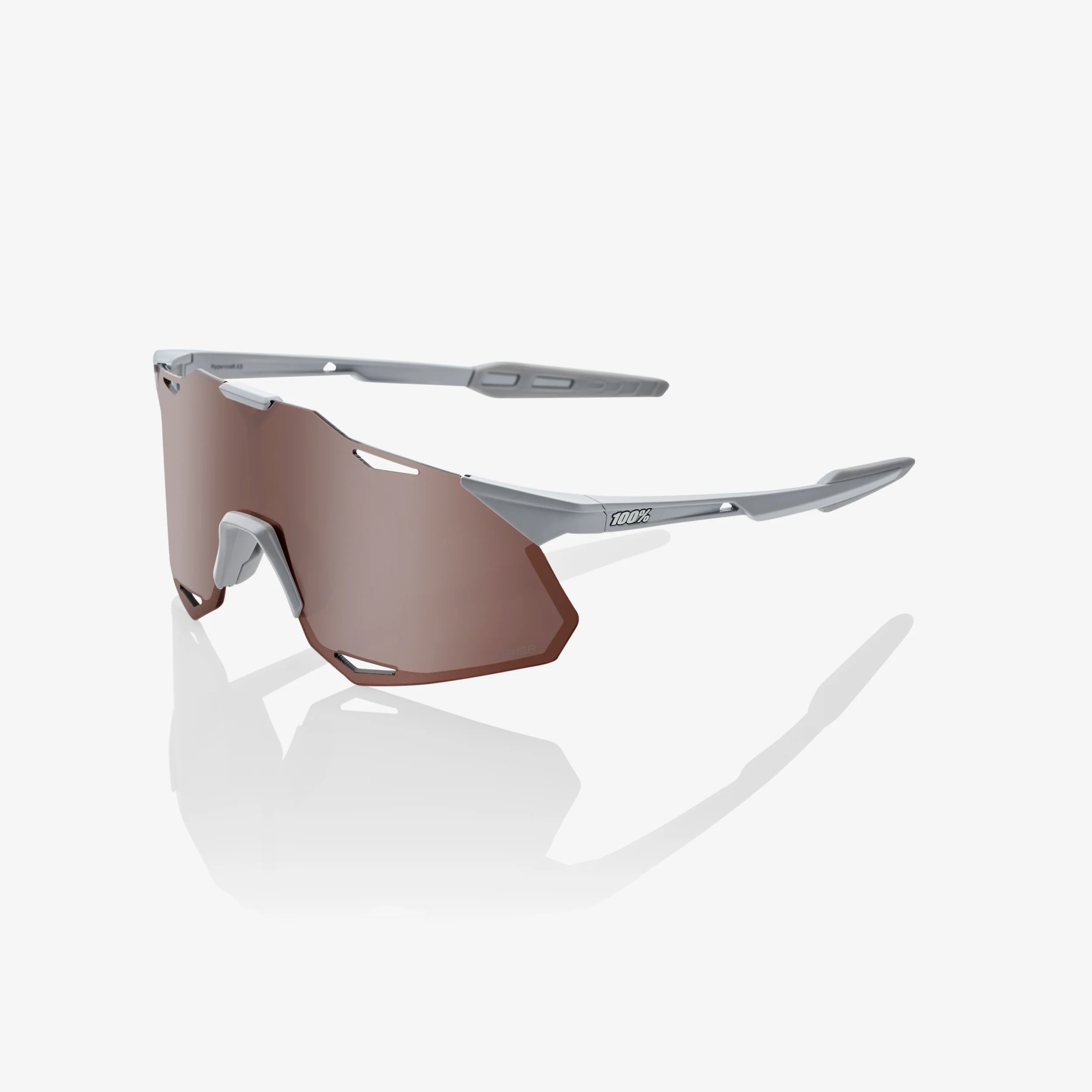 100% Hypercraft XS Matte Stone Grey Sunglasses, HiPER Crimson Silver Lens