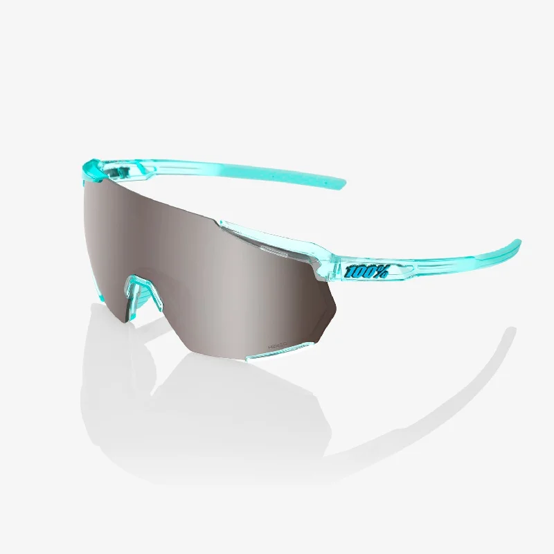 100% Racetrap 3.0 Polished Translucent Mint Sunglasses, Hiper Silver Mirror Lens