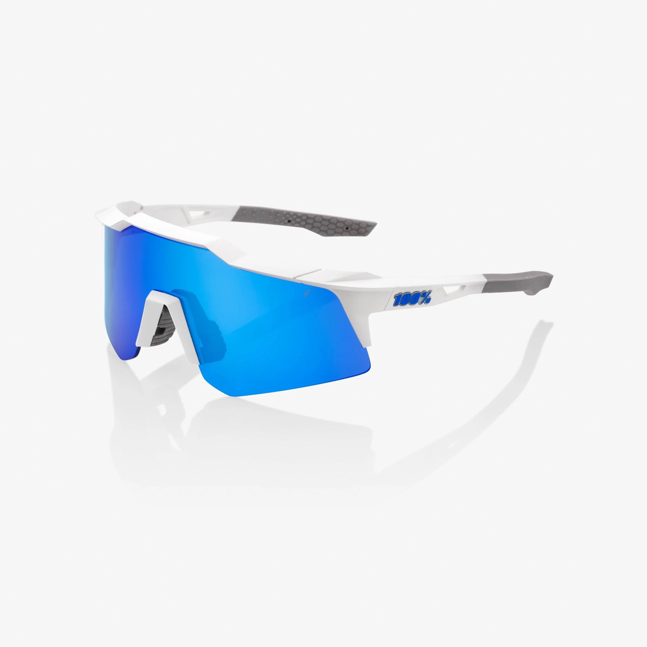 100% Speedcraft XS Matte White Sunglasses, Blue Multilayer Lens