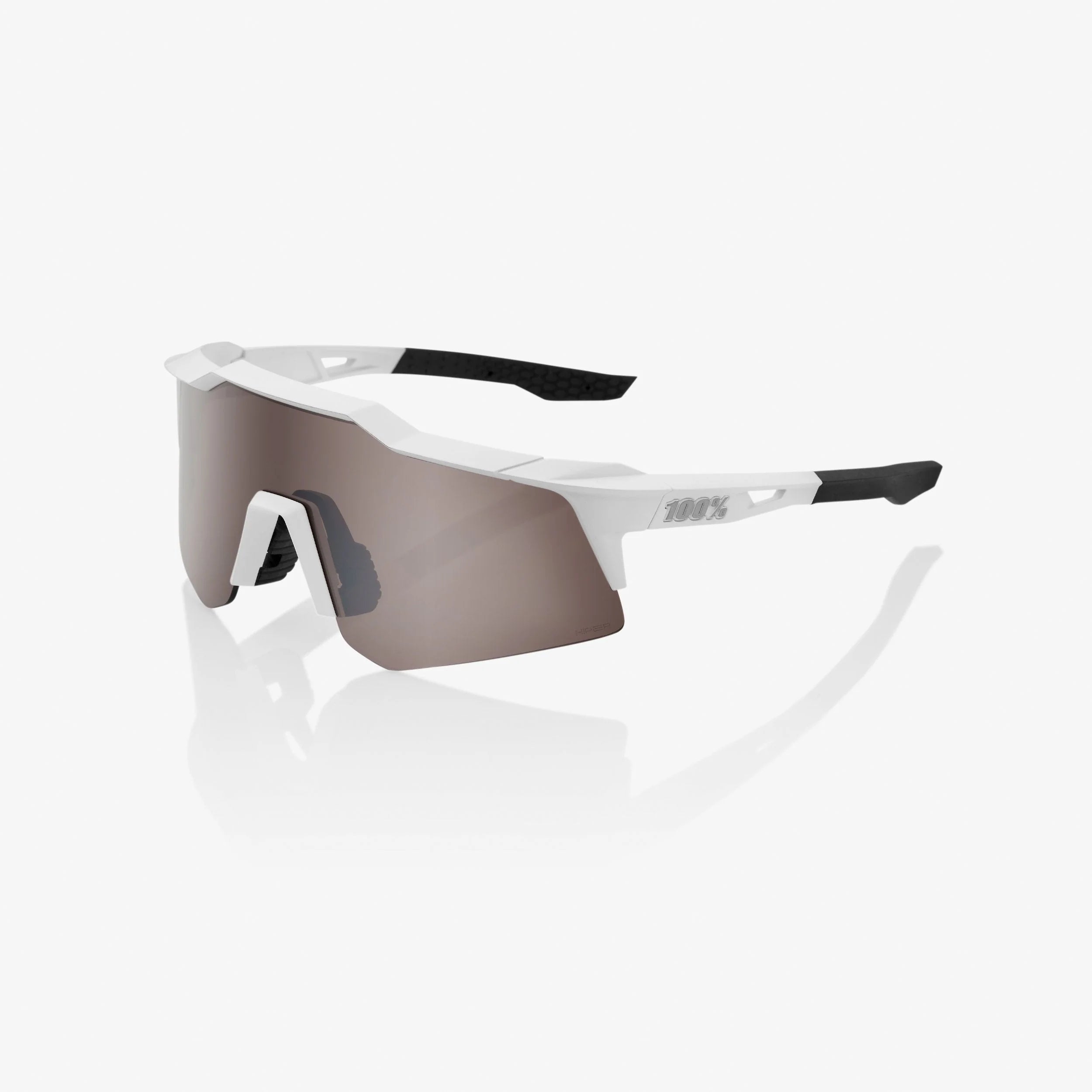 100% Speedcraft XS Matte White Sunglasses, HiPER Silver Mirror