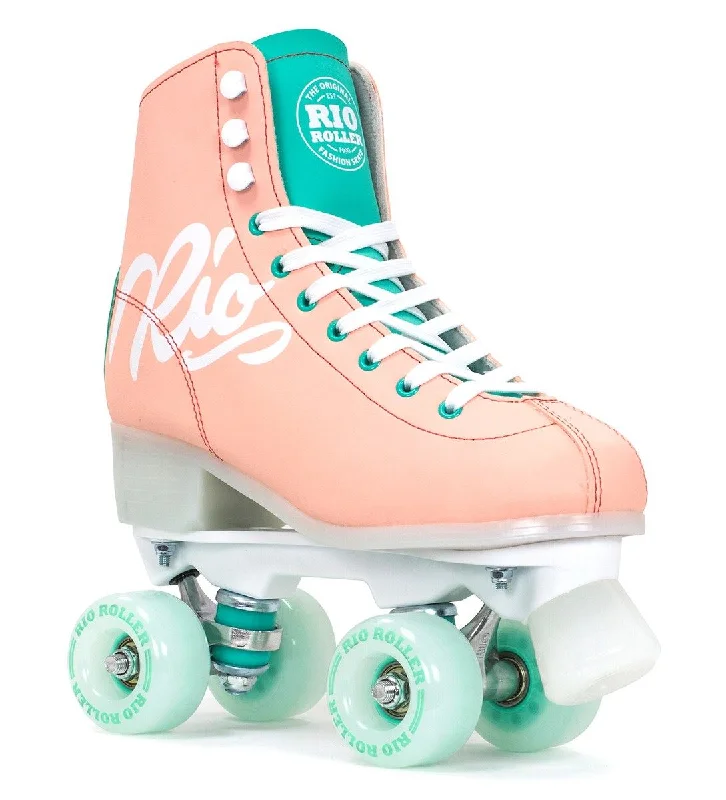 Rio Roller Script Quad Skates - Peach / Green